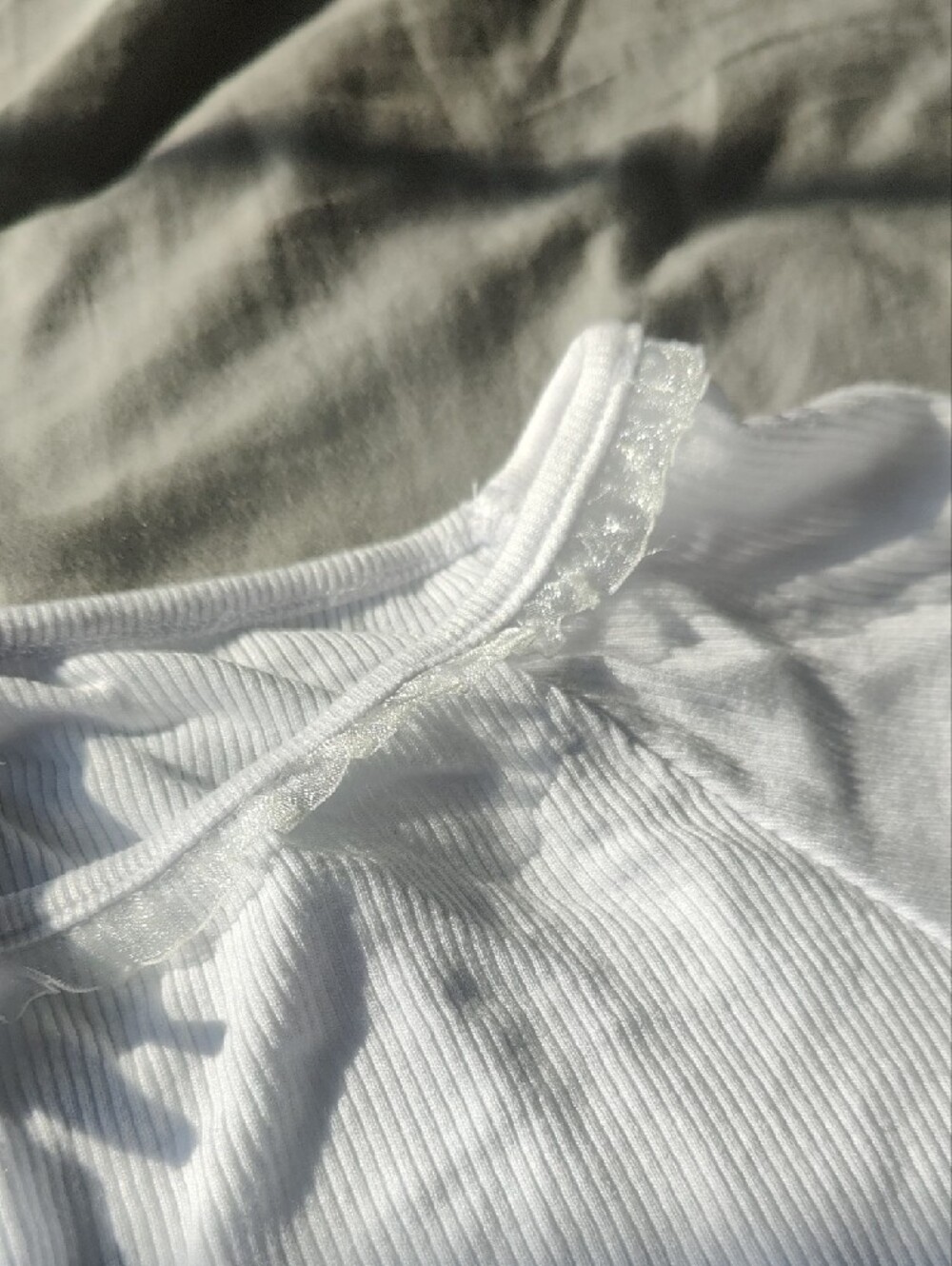 White Ribbed Short-Sleeve Tee - Picture 7 of 8